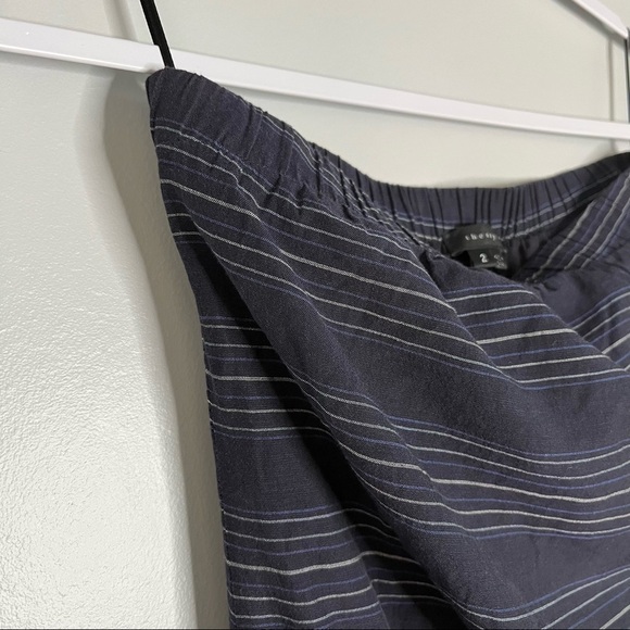 Theory Blue Striped Bramnen Sleeveless Summer Maxi Dress - Picture 3 of 7